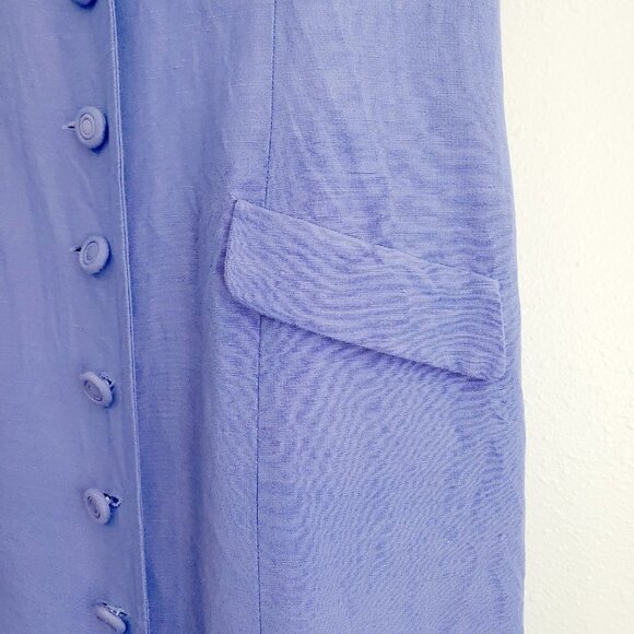 Vintage Linen Dress, Linen Shirt Dress, Size 12 - Picture 3 of 9
